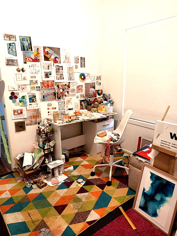 a small room converted into an artist's studio