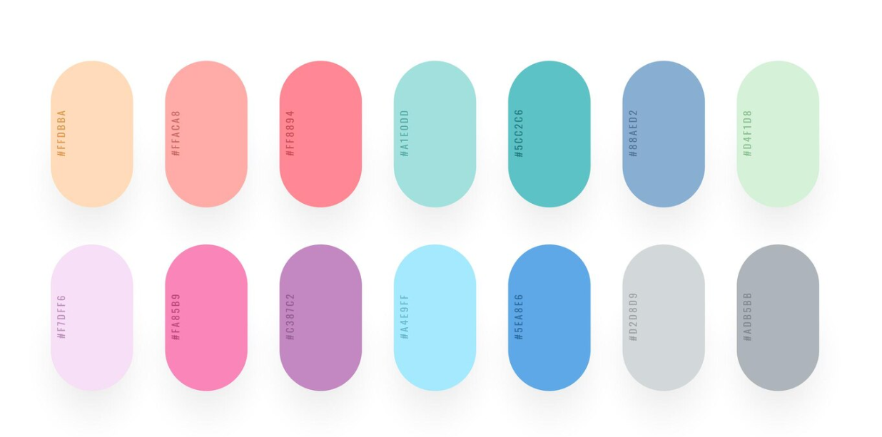 A gradient of soft pastels, from peach to sky blue, laid out in a clean design